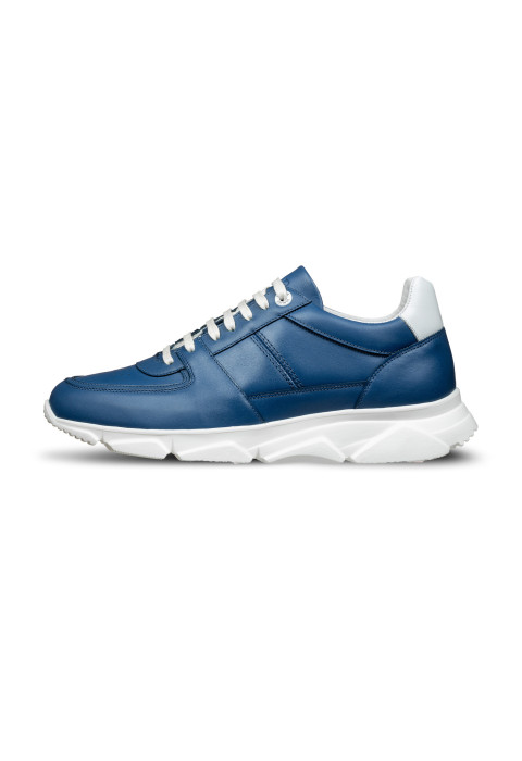 Blauw gladleren Luca sneaker