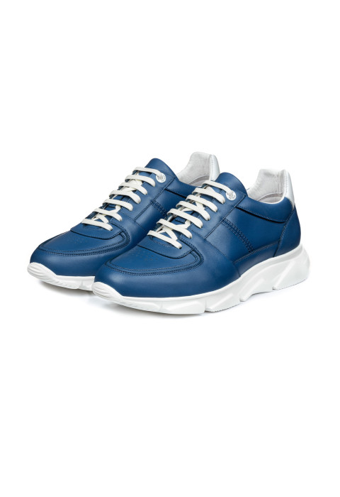 Blauw gladleren Luca sneaker