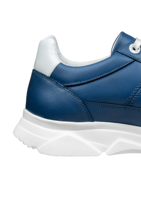 Blauw gladleren Luca sneaker