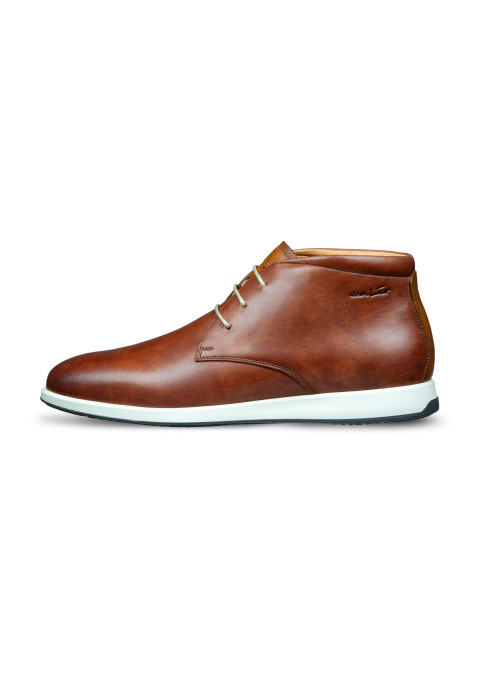 Cognac gladleren Ticino halfhoge veterschoen