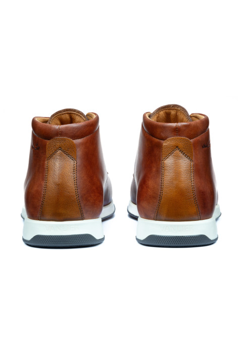 Cognac gladleren Ticino halfhoge veterschoen