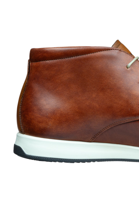 Cognac gladleren Ticino halfhoge veterschoen