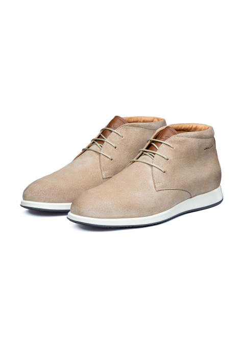 Beige suède Ticino halfhoge veterschoen