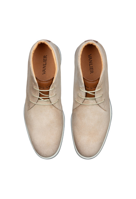 Beige suède Ticino halfhoge veterschoen