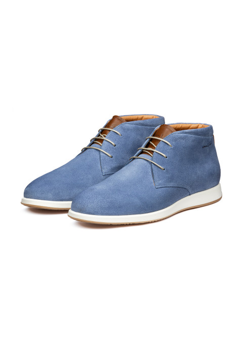 Licht blauw suède Ticino halfhoge veterschoen