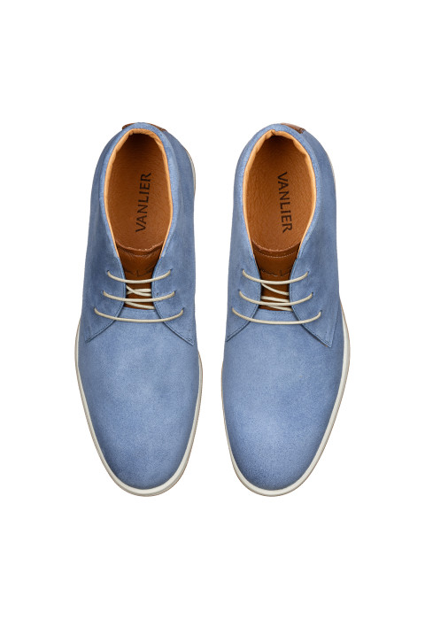 Licht blauw suède Ticino halfhoge veterschoen