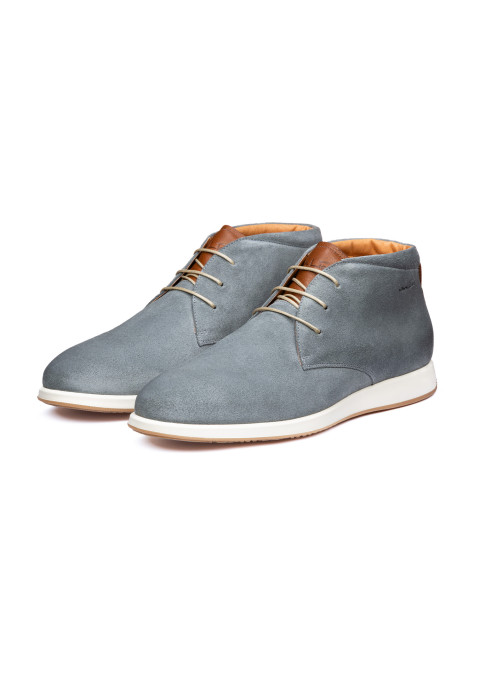 Grijs blauw suède Ticino halfhoge veterschoen