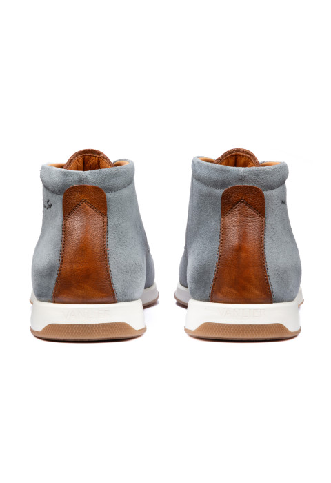 Grijs blauw suède Ticino halfhoge veterschoen
