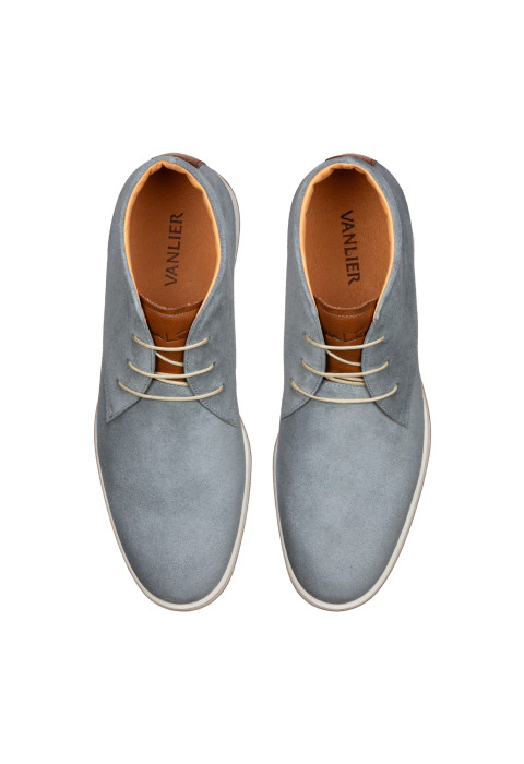 Grijs blauw suède Ticino halfhoge veterschoen