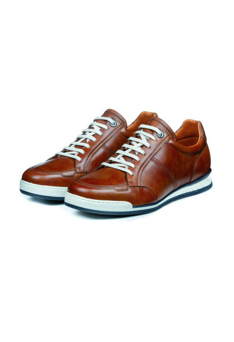 Cognac gladleren Magnus sneaker