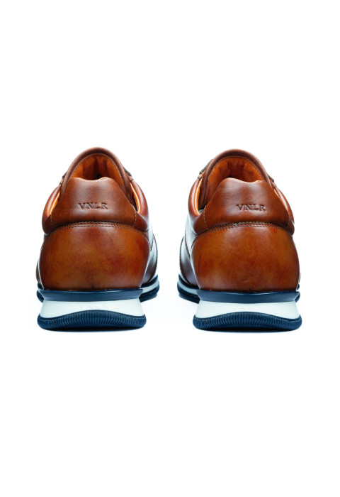 Cognac gladleren Magnus sneaker