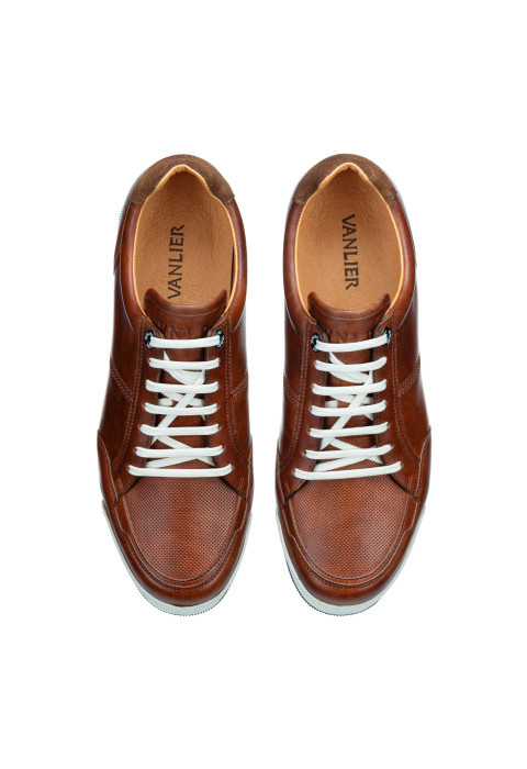 Licht cognac gladleren Magnus sneaker