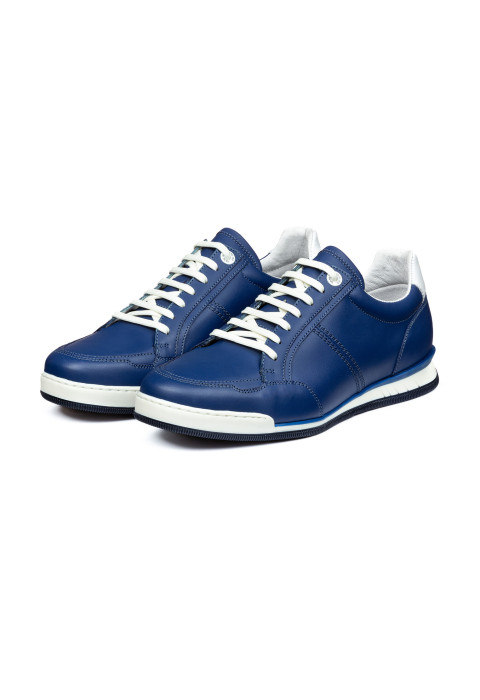Blauw gladleren Magnus sneaker