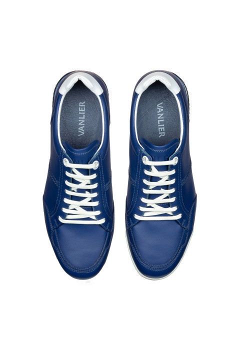 Blauw gladleren Magnus sneaker
