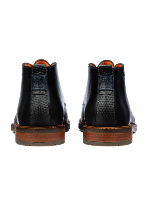Navy gladleren Boston halfhoge veterschoen