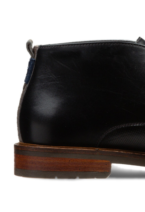 Antraciet grijs gladleren Boston halfhoge veterschoen