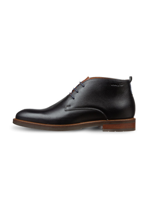 Navy gladleren Boston halfhoge veterschoen