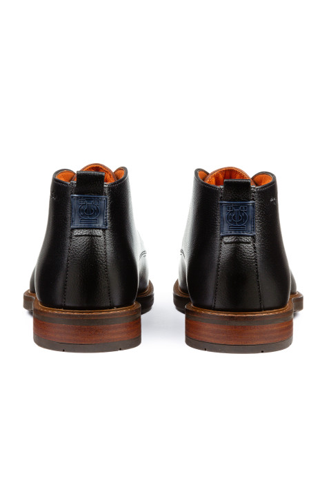 Navy gladleren Boston halfhoge veterschoen