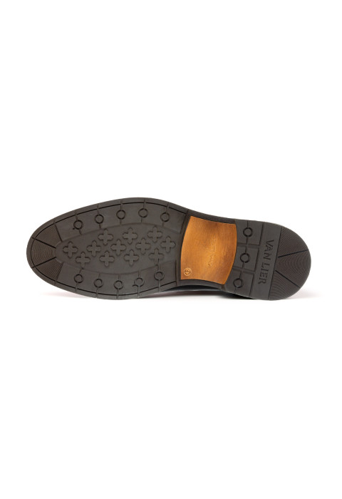 Navy gladleren Boston halfhoge veterschoen