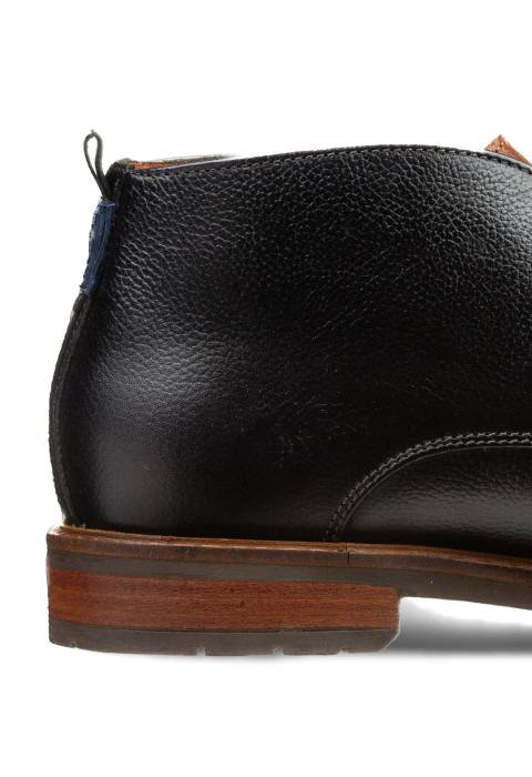 Navy gladleren Boston halfhoge veterschoen