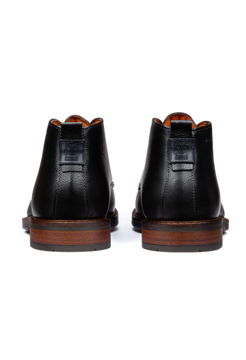 Zwart gladleren Boston halfhoge veterschoen