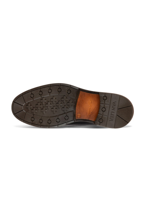 Zwart gladleren Boston halfhoge veterschoen