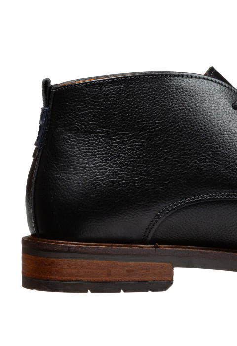 Zwart gladleren Boston halfhoge veterschoen