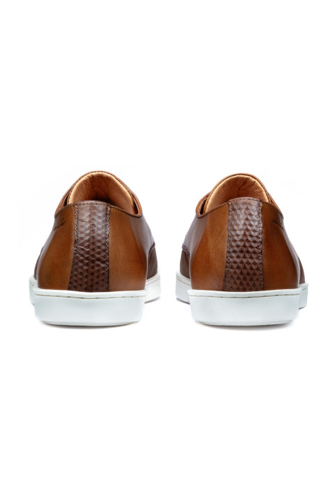 Bruin cognac gladleren Lugano veterschoen