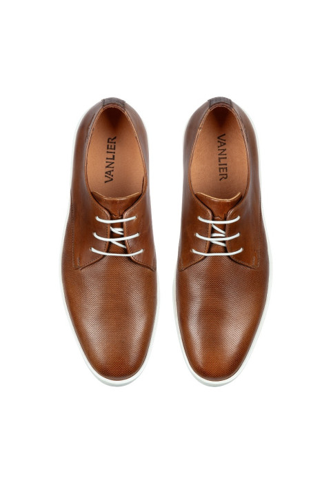 Bruin cognac gladleren Lugano veterschoen