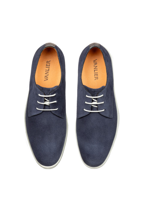Navy suède Lugano veterschoen