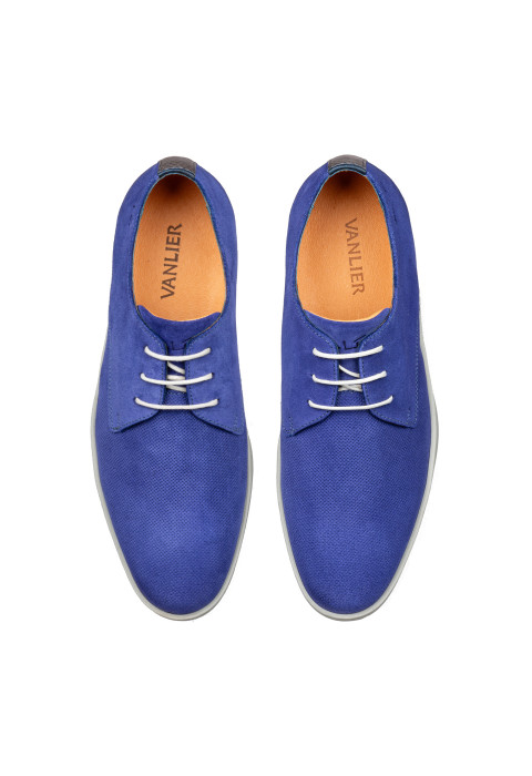 Blauw suède Lugano veterschoen