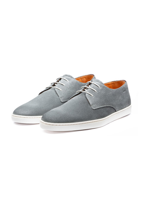 Grijs blauw suède Lugano veterschoen