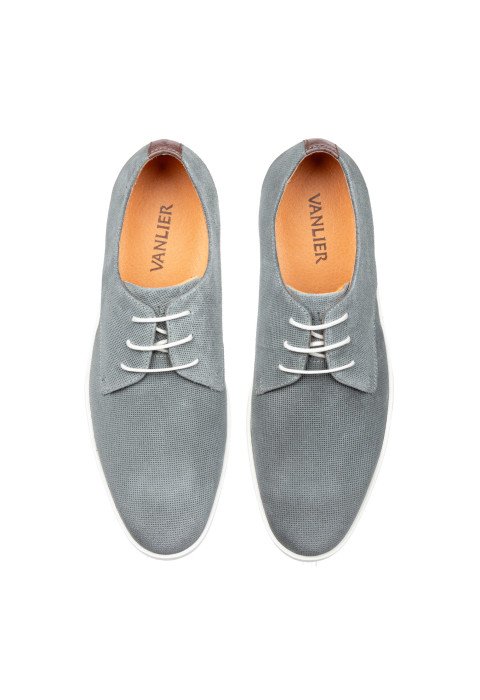Grijs blauw suède Lugano veterschoen