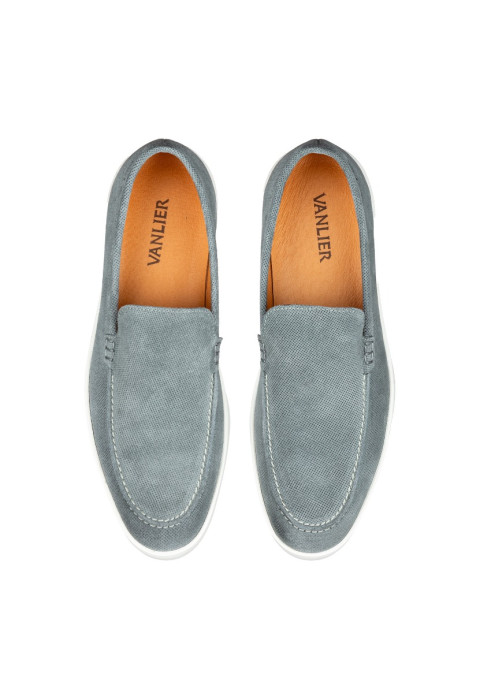 Grijs blauw suède Lugano loafer