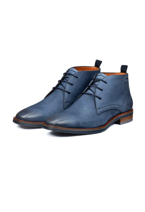 Blauw nubuck Amalfi halfhoge veterschoen
