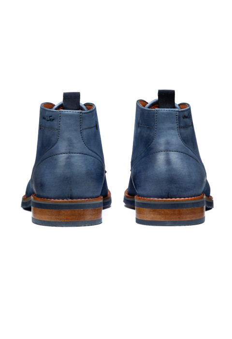 Blauw nubuck Amalfi halfhoge veterschoen