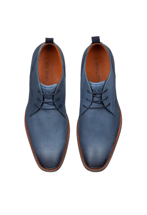 Blauw nubuck Amalfi halfhoge veterschoen