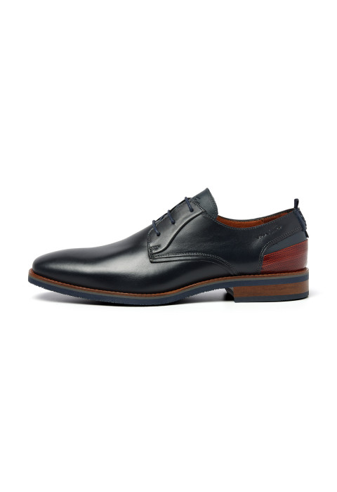 Navy gladleren Amalfi veterschoen