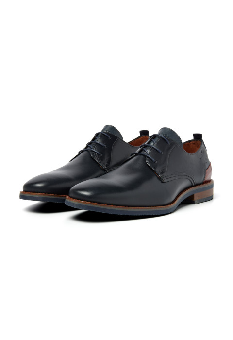 Navy gladleren Amalfi veterschoen