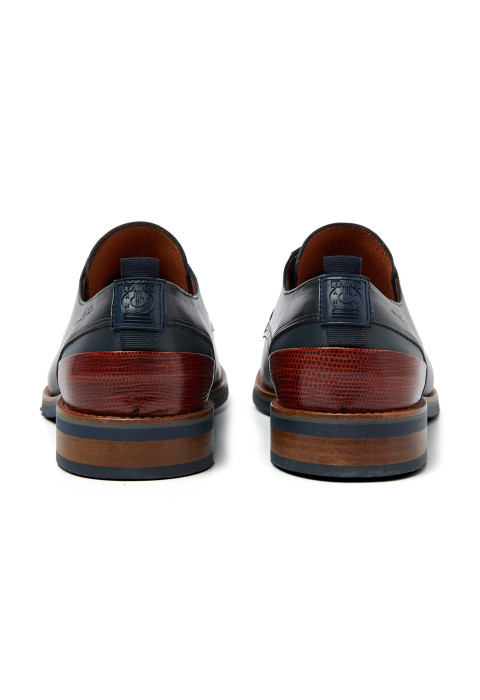 Navy gladleren Amalfi veterschoen