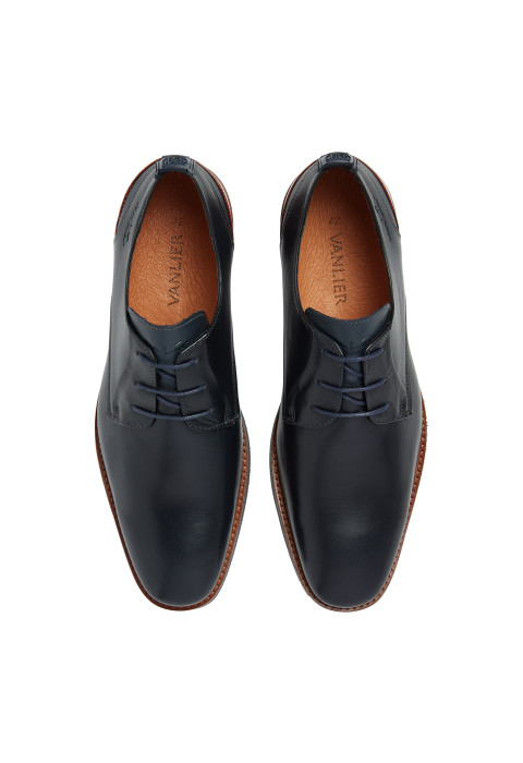 Navy gladleren Amalfi veterschoen