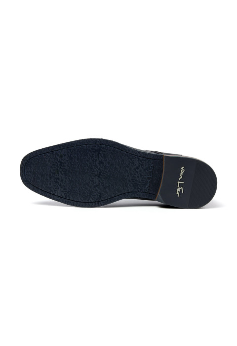 Navy gladleren Amalfi veterschoen
