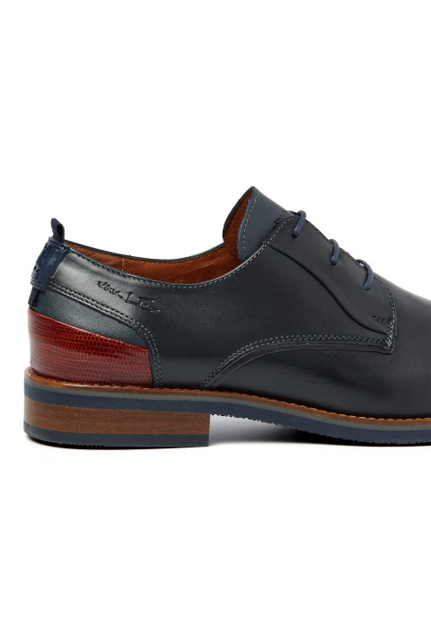 Navy gladleren Amalfi veterschoen