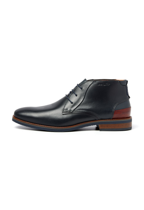 Navy gladleren Amalfi halfhoge veterschoen