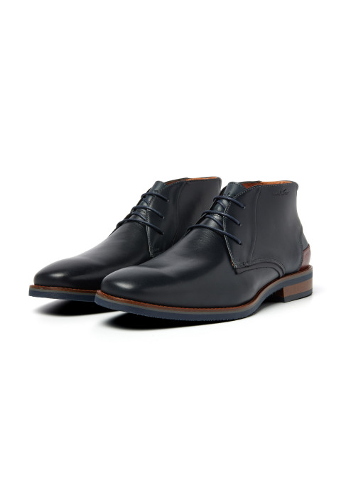 Navy gladleren Amalfi halfhoge veterschoen