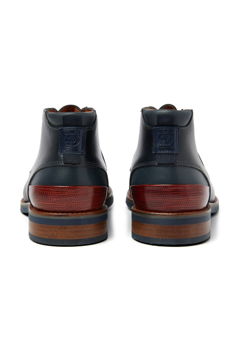 Navy gladleren Amalfi halfhoge veterschoen