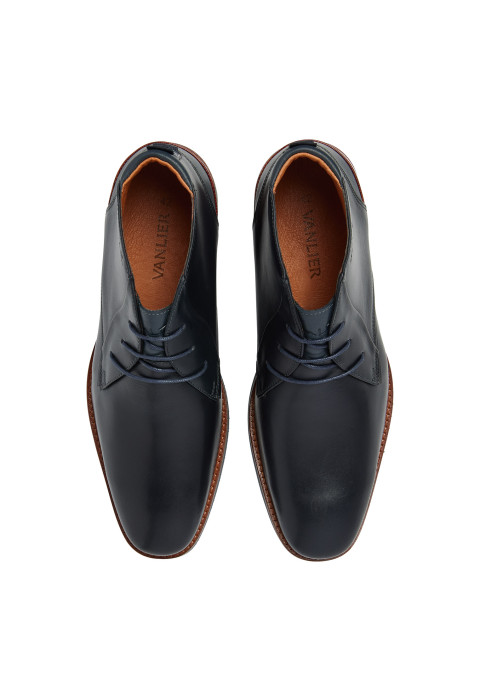 Navy gladleren Amalfi halfhoge veterschoen