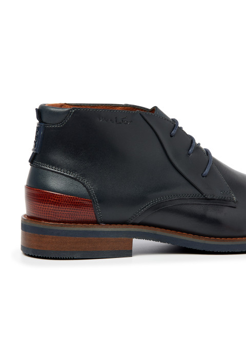 Navy gladleren Amalfi halfhoge veterschoen