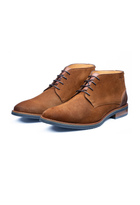Cognac suède Amalfi halfhoge veterschoen