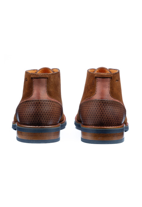 Cognac suède Amalfi halfhoge veterschoen